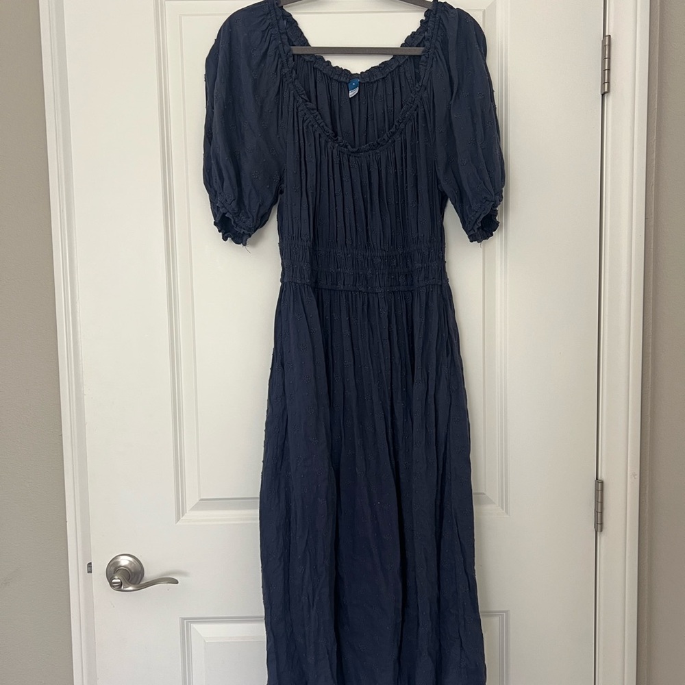 Old Navy Navy Puff Sleeve Maxi Dress